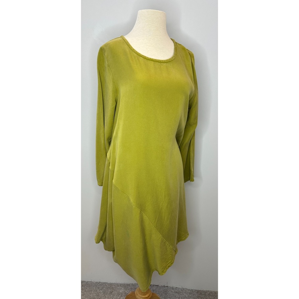 Bryn Walker Asymmetrical Hem Tencel Hi Lo Dress Small Green Minimalist Lagonlook - Picture 3 of 15